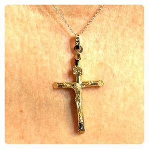 Gold crucifix necklace with chain
